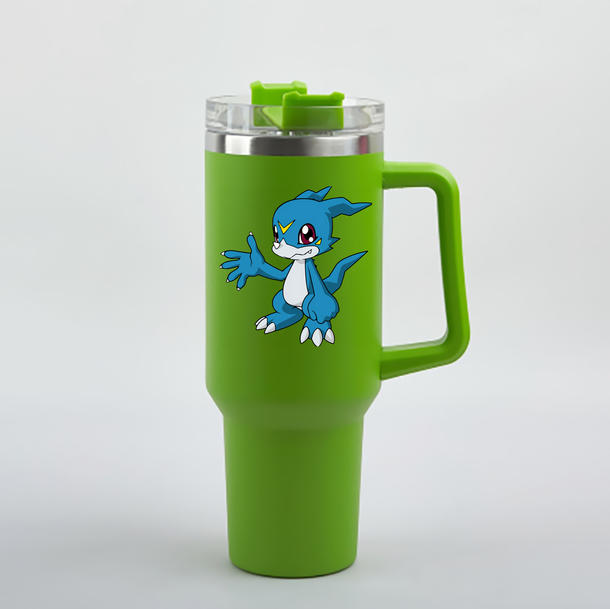 （画像用） Digimon デジタルモンスター/デジモン 1200mL車用タンブラー - クリスタルステッカー（プラスチックストロー付き）